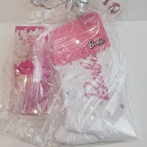 Barbie Rhinestone Socks & PLUM LIPS 2PC SET